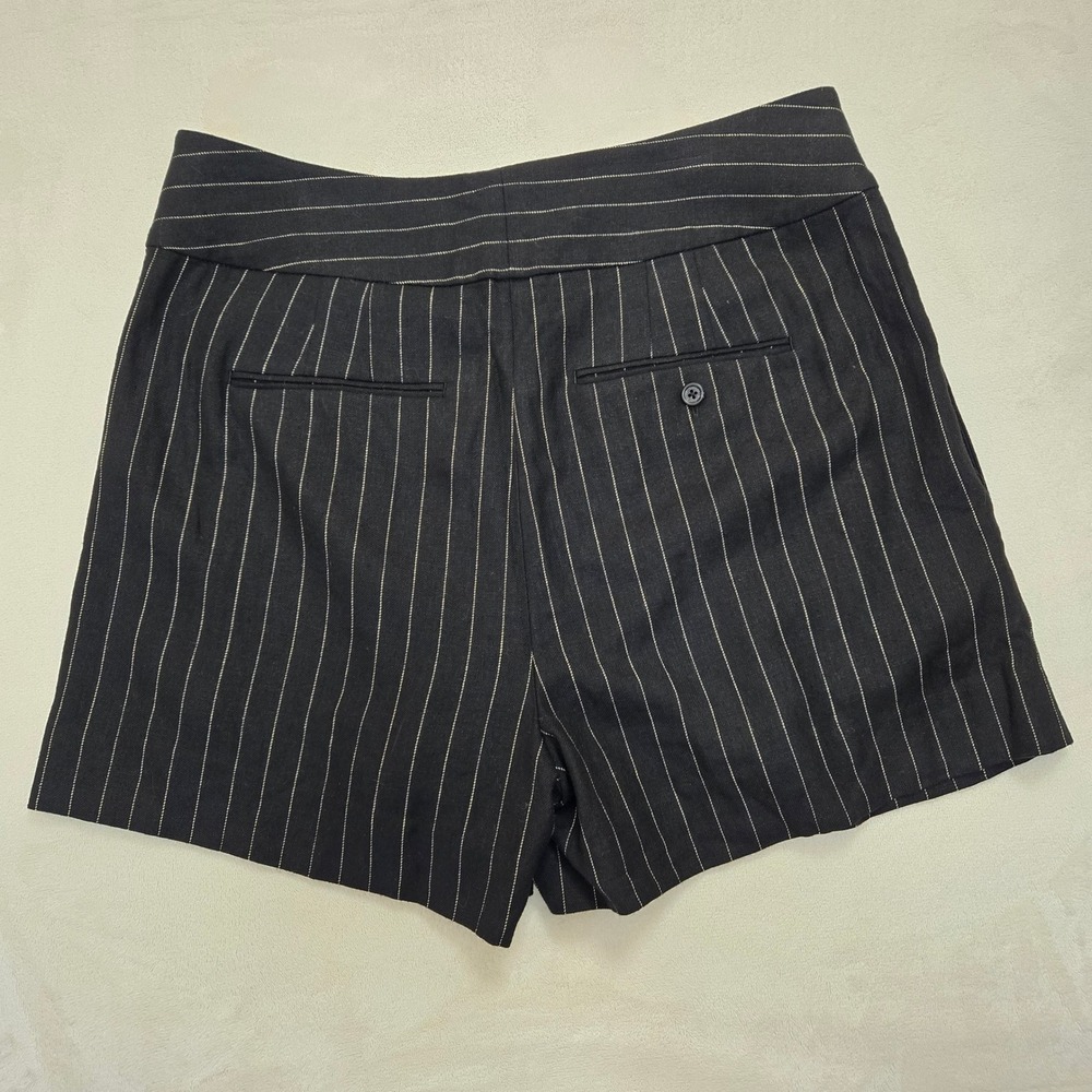 Lauren Ralph Lauren Womens Black Pinstripe Linen Blend Pleated Shorts Size 12 - Picture 5 of 12